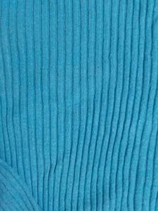 Blue Ribbed V-Neck Sweater