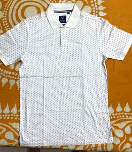 Allen Solly Men's White Printed Polo T-Shirt