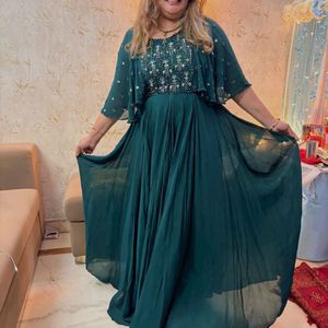 Elegant Teal Embellished Gown