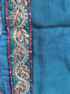 Teal Saree with Embellished Border