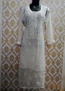 Mirror Work Chicken Curry Lucknowi Kurta