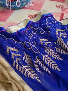 Blue Embroidered Saree