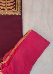 unstitched suit MaroonEmbroidered Kurta Set with