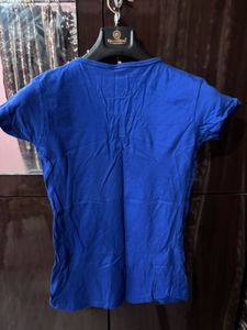 Blue Textured Top with Eyelet Detail