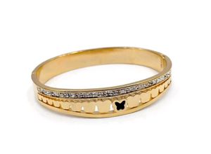 Gold Butterfly Bangle with Crystals