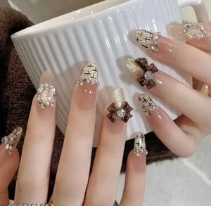 Designer Handmade Press-On Nails with Bows (15)