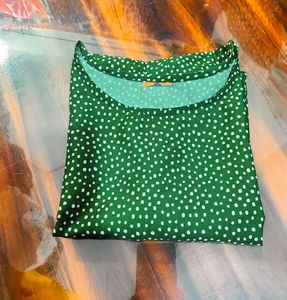 Green Polka Dot Flutter Sleeve Top