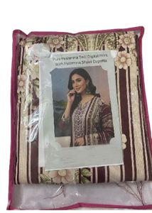 unstiched Elegant Maroon Printed suit Set