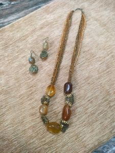 Beaded Necklace and Earring Set
