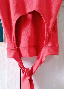 Red Tie-Back Crop Top