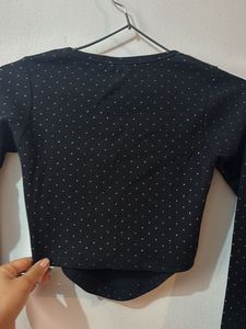 Zara Ribbed Dot Long Sleeve Top