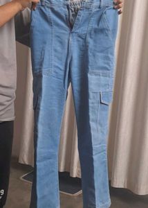 Light Blue Cargo Denim Pants