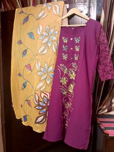 Purple Kurta with Dupatta Set