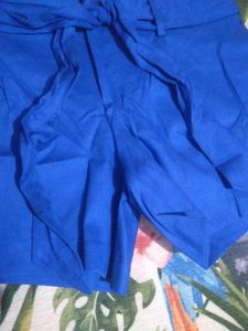 Vibrant Blue Tie-Waist Shorts