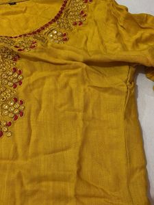 Yellow Embroidered Kurta