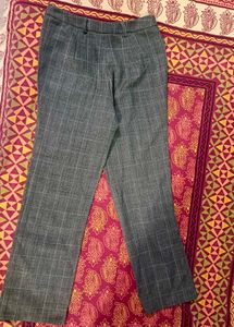 British Woman's Grey And White Plaid Trousers
