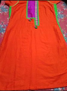 3 Ladies Kurtas - Orange, Floral, Yellow/Blue
