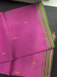 PURE PINK SILK SAREE with thread Border