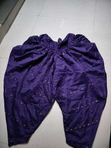 Elegant Purple banarsi dhoti frock  with Gold Bord