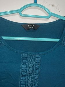 Teal Blue Embroidered Tunic Top