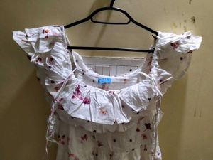 Cute White Floral Butterfly Ruffle Maxi Dress | Su