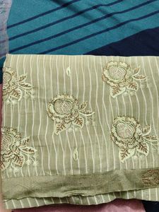 Green Embroidered Fabric