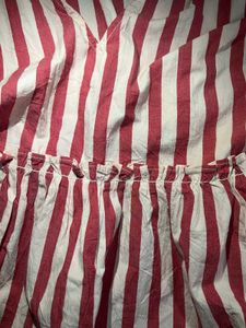 ZARA - Striped V-Neck Peplum Top