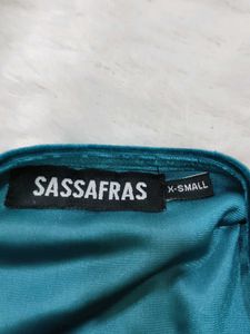Teal Velvet Cowl Neck Sleeveless Top