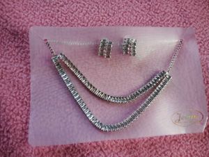 Trending double layer silver necklace set with