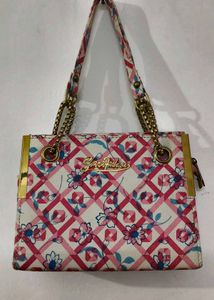Chic Floral Handbag with Chain Straps