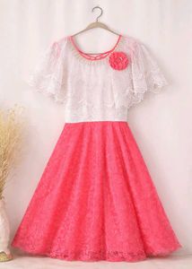 Girls Party Wear Gown (14–16 yrs) | Pink & White D