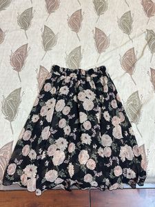 Black Floral  Skirt | High Waist