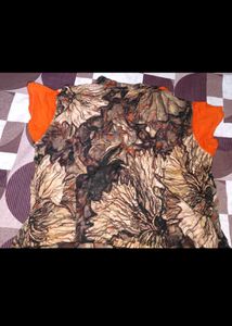 Orange &amp; Black Printed Kurta
