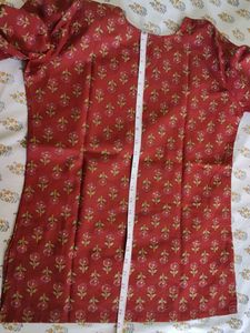 Floral red short kurti