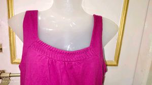 Vibrant Pink Square Neck Tank Top