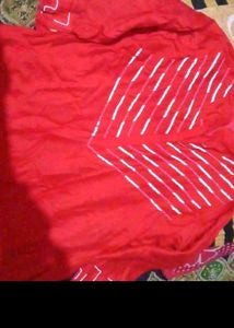Red kurta with White Beadwork