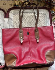 U.S. Polo Assn. Dual-Tone Tote Bag (Red & Brown)