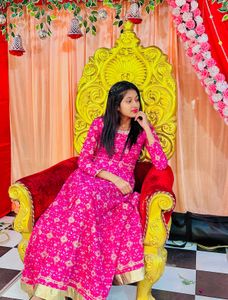Elegant Pink Floral Anarkali Kurta