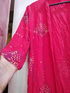 Vibrant Red Ethnic shrug with Block Print