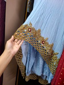 Sky Blue Embroidered high low lehnga set