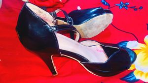 Chic Black Patent Ankle Strap Heels