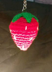 Crochet Strawberry Keychain