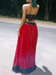 y2k Red &amp; Black Embellished Lehenga Set