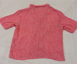 Stylish Pink Line Art Print Crop Shirt 34-36 bust