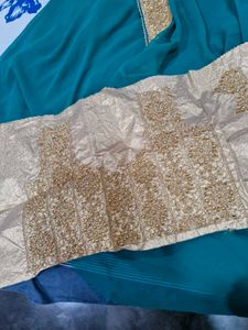 Teal Kurta with Gold Border
