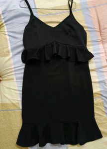 Chic Black Ruffled Mini Dress