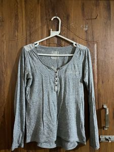 Cozy Grey Long Sleeve Henley Top