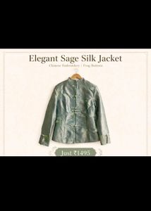Chinese Cheongsam Sage Silk Jacket
