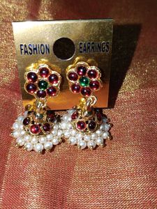 Stunning Jhumka Earrings with Pearls