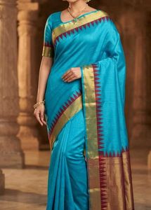 Beautiful Blue Silk matka Saree